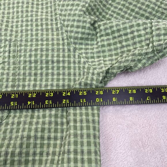Izod Mens Shirt Size XXL 100% Cotton Green Checkered Short Sleeve Casual Classic - Picture 4 of 5